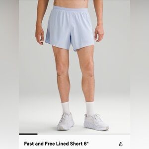 Lulu lemon men’s fast and free lined shorts  6” inseam